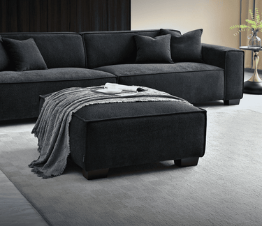 Aluxo Dakota Chaise Sofa - Midnight Boucle, Duck Feather Padding & Minimalist Design - UK Luxury Furniture
